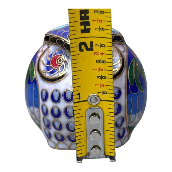 Vintage Cloisonné Enamel Owl Figurine Paperweight Wide Eyed 2.25” Art Decor - Picture 6 of 7